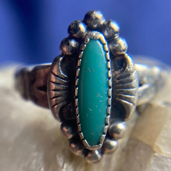 Vintage Silver & Turquoise Bell Traders Ring 1930s - Picture 2 of 10
